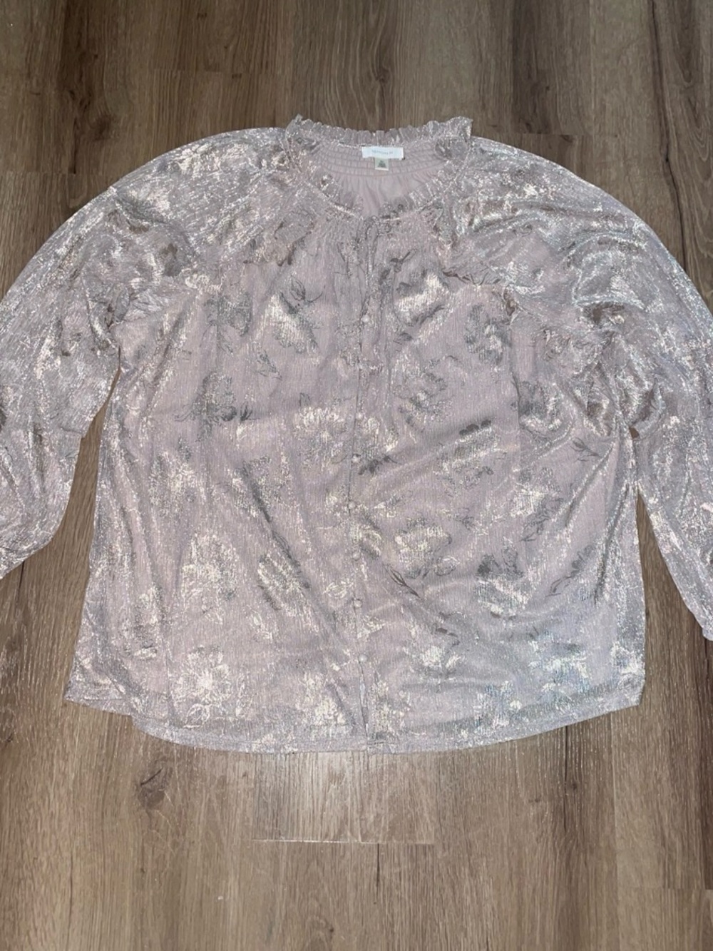 Tamara H Rose-Pink Ruffle-Neck Long Sleeve Blouse